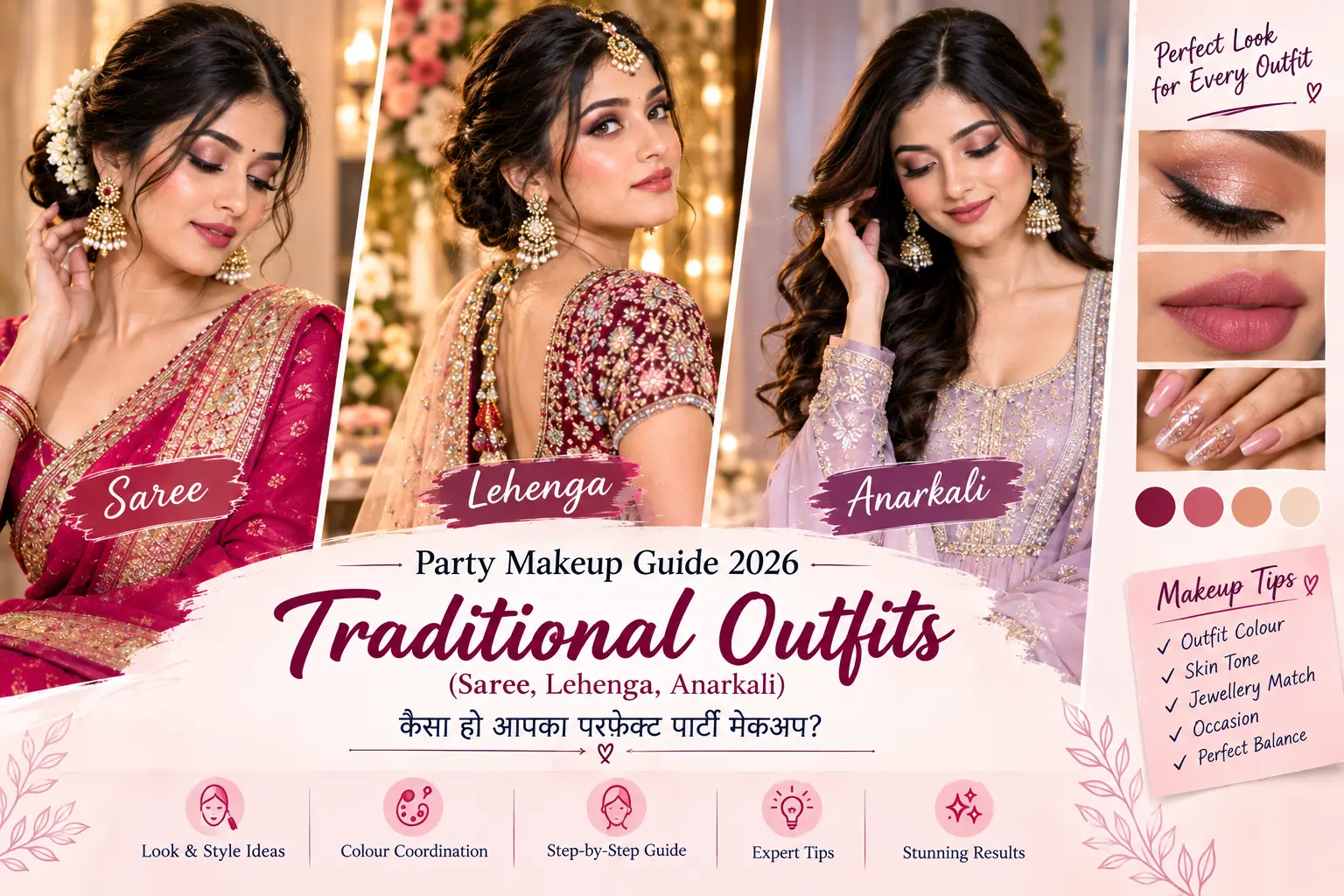 Party Makeup for Saree, Lehenga & Anarkali: Complete Style Guide